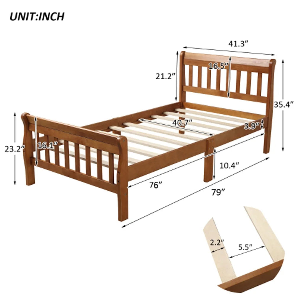 Wood Platform Bed with Headboard and Footboard W145