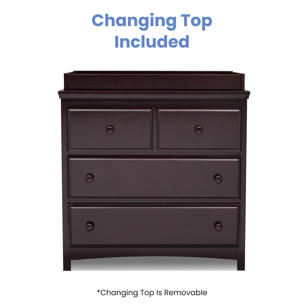 3 Drawer Dresser with Changing Top, Grey N4465