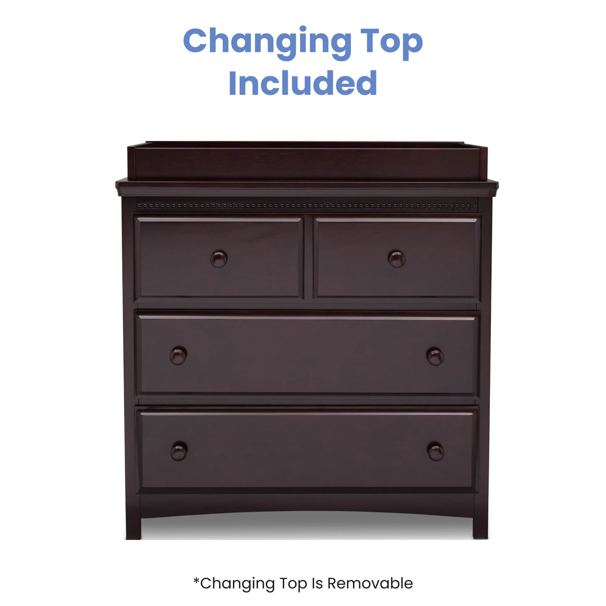 3 Drawer Dresser with Changing Top, Grey N4465