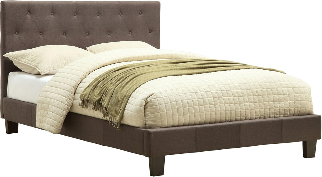 King Tufted Platform Bed in Gray D94372