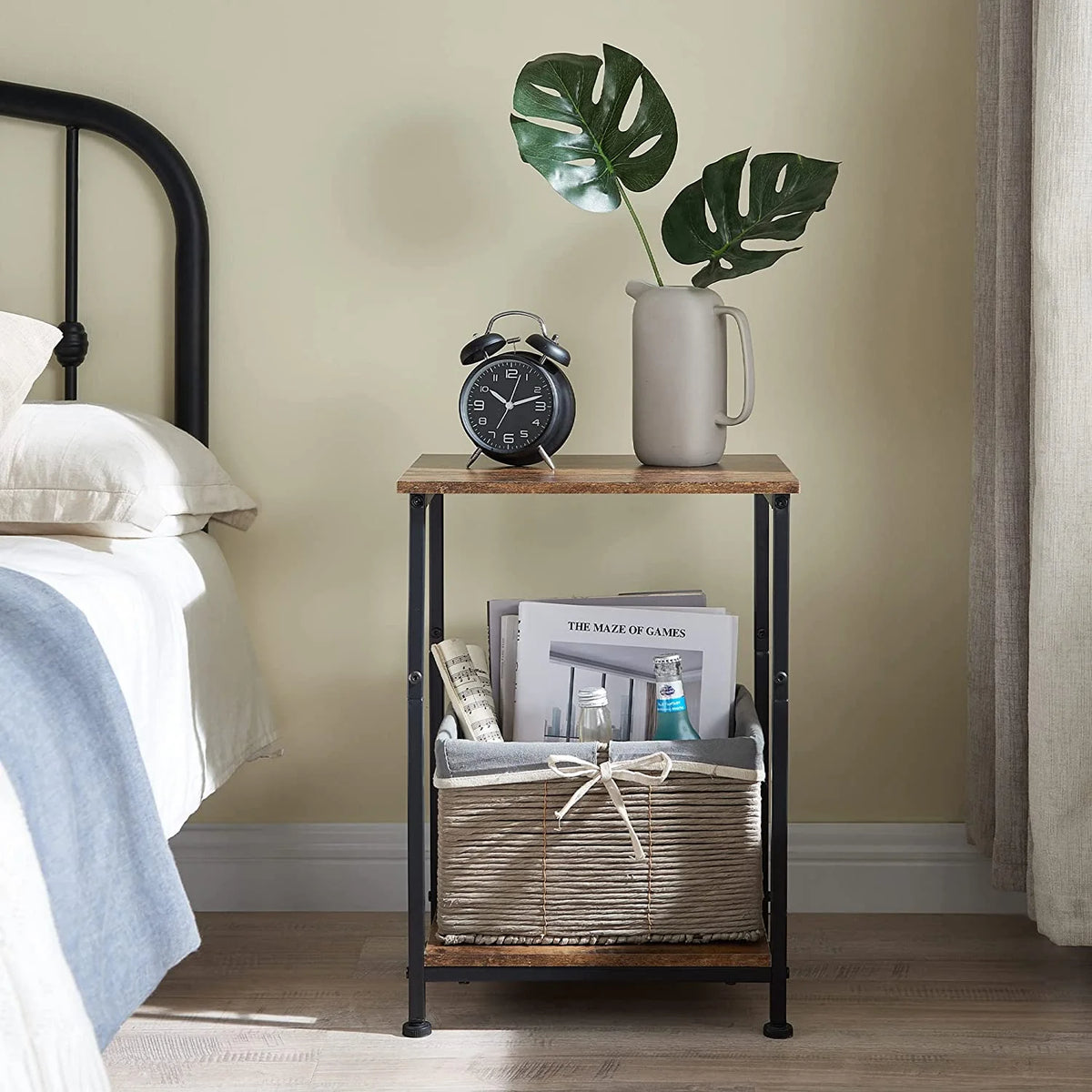 2-Tier Side Table with Storage Shelf J4340