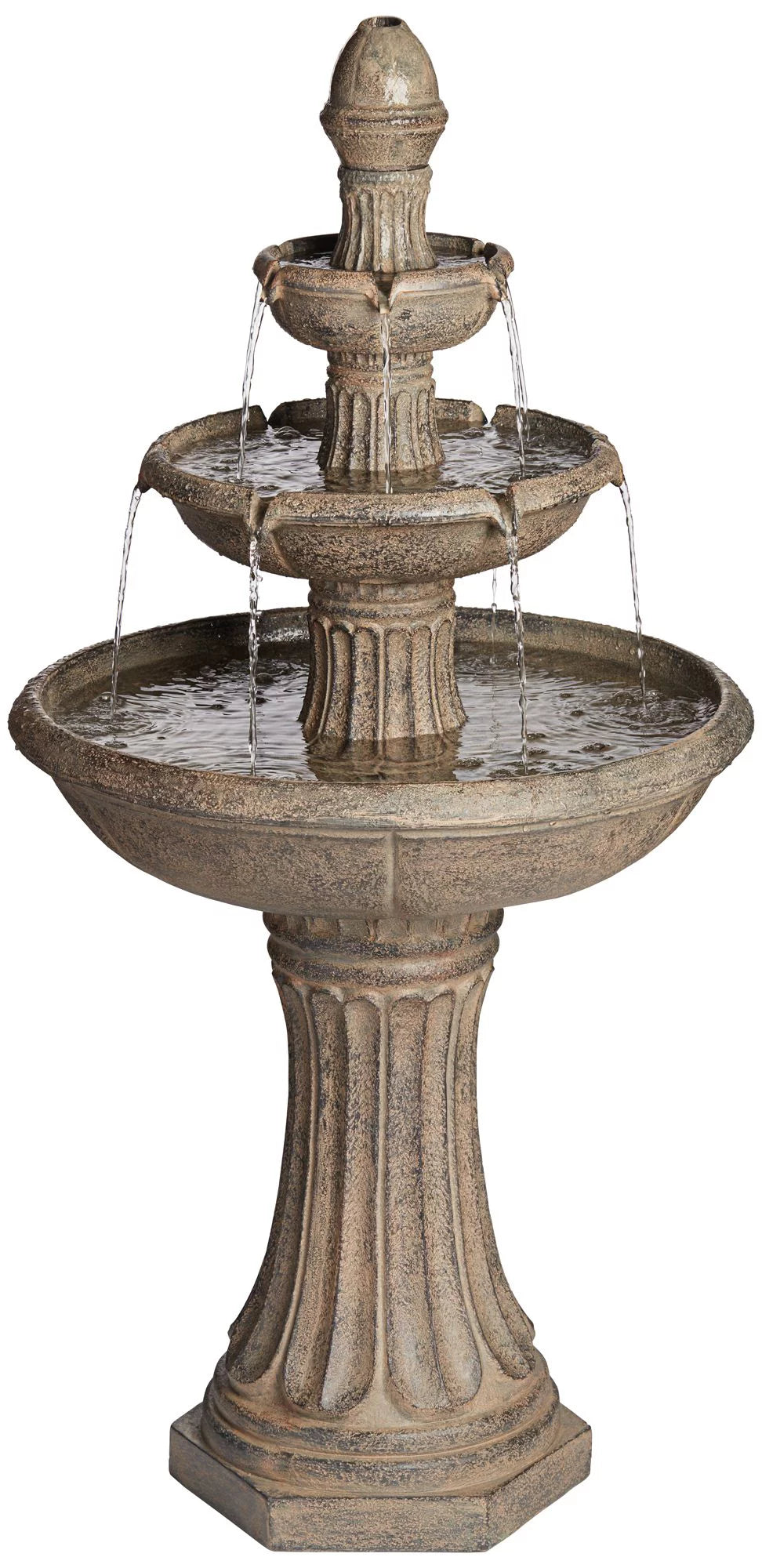 3 Tier Basin Outdoor Floor Water Fountain with LED Light 46" I156
