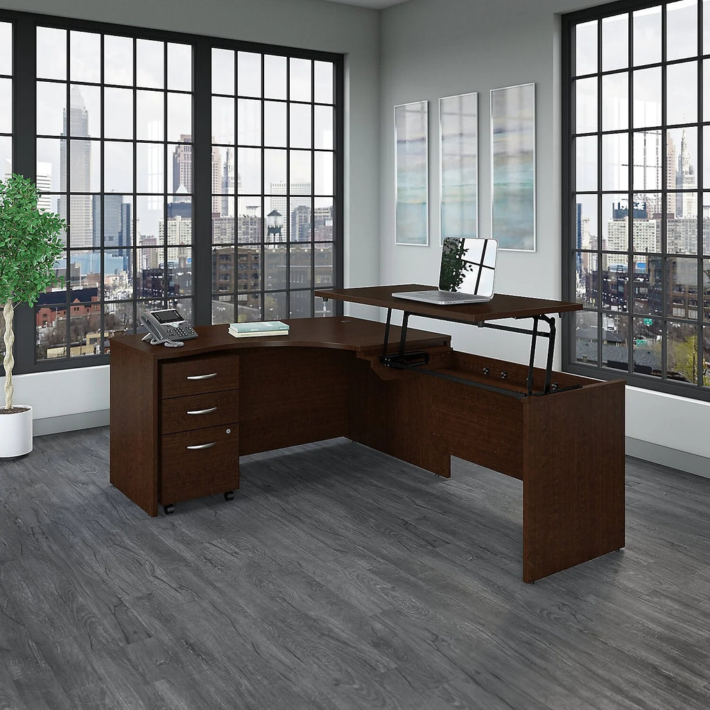 Mocha Cherry L Shaped Desk Office Set D2233