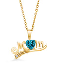 London Blue Topaz White Diamond 18K Yellow Gold Plated Silver Pendant with Chain K68937