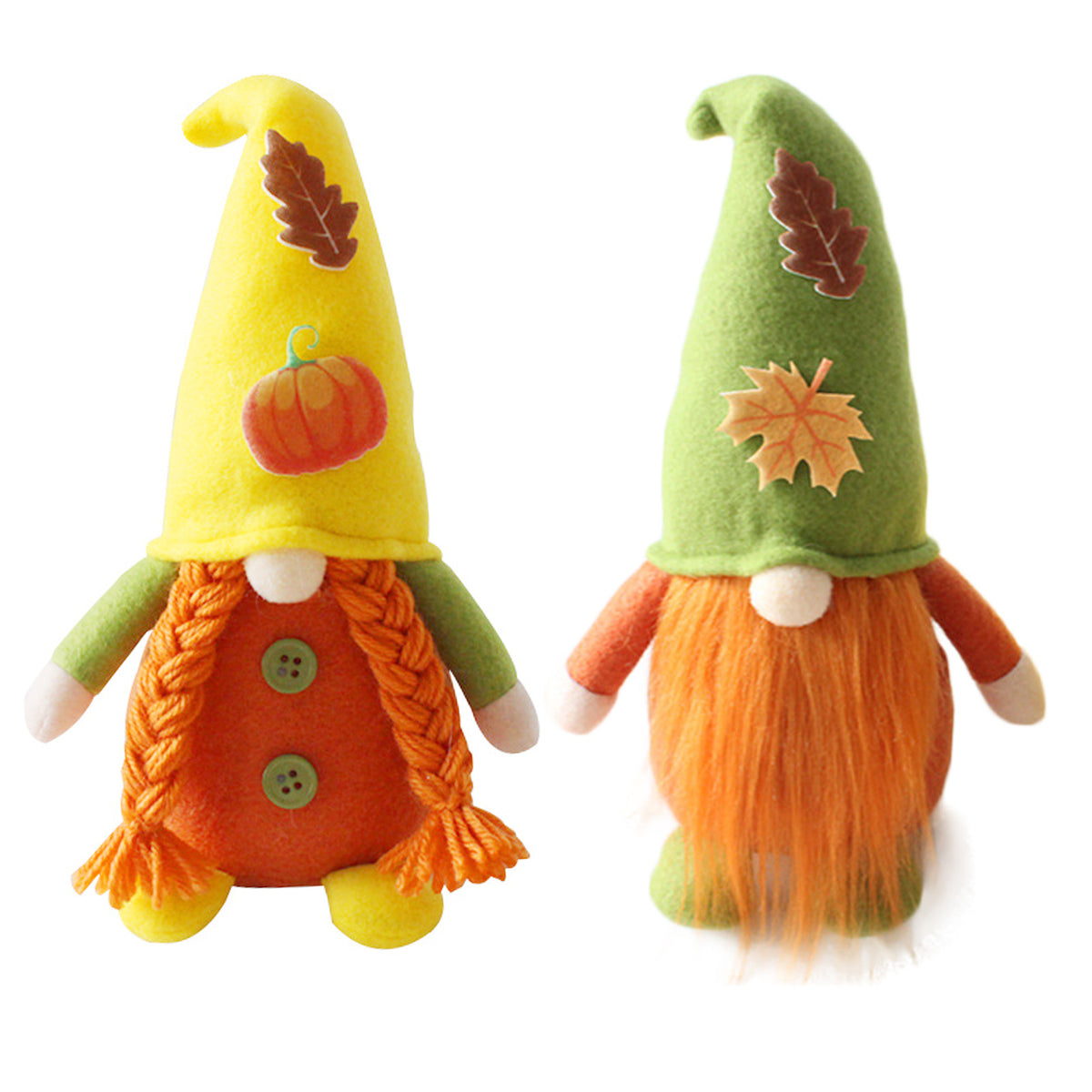 2 Pack Maple Leaf & Pumpkin Chef Gnomes Plush Dolls Scandinavian Tomte Nisse Dwarf Swedish Honey Bee Elf W979153