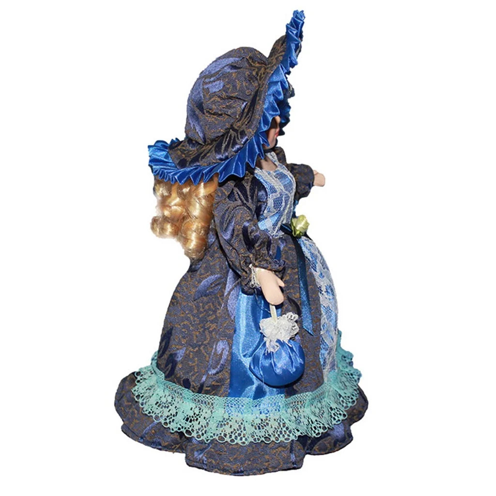 Porcelain Doll Figure with Wooden Stand F141