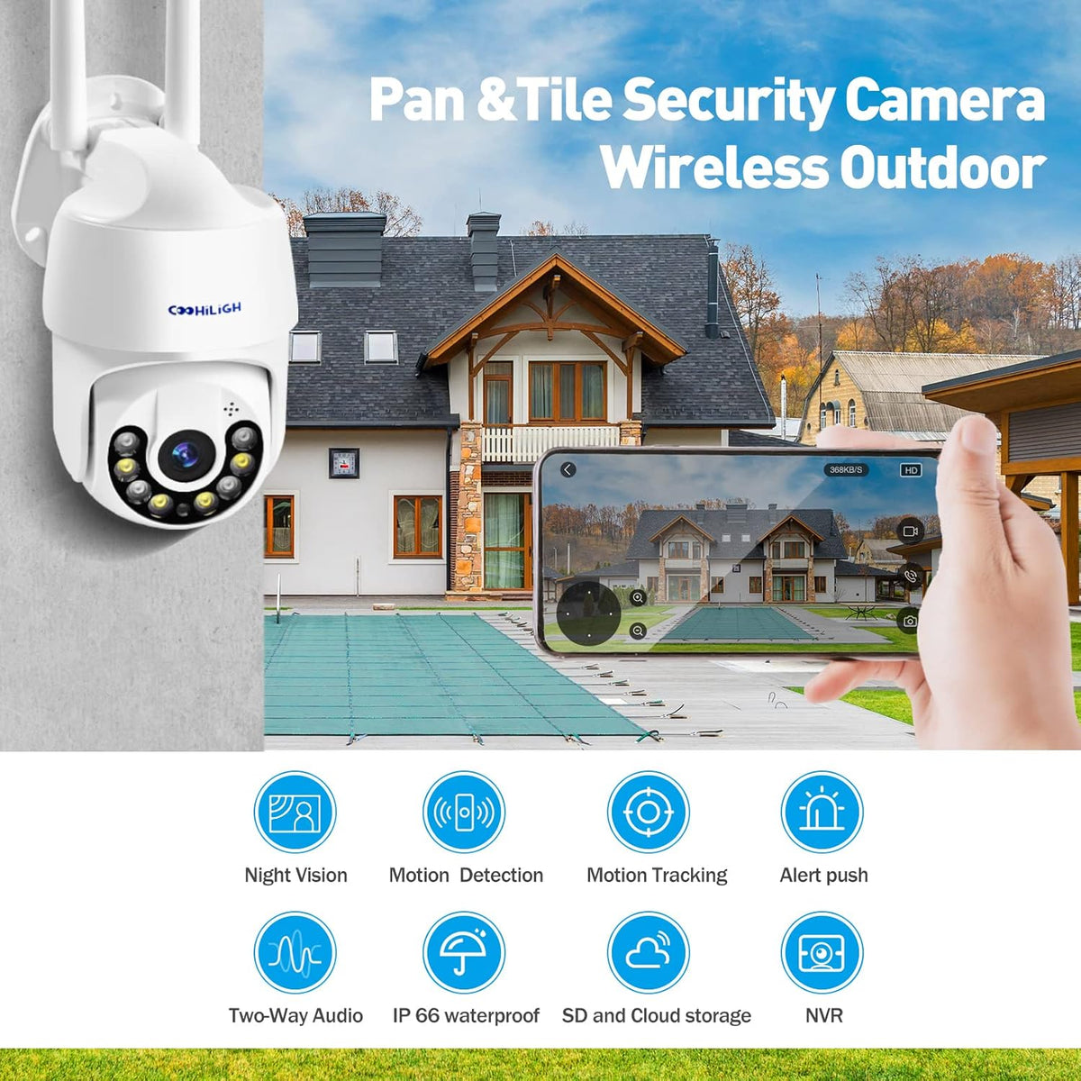 2K 4MP WiFi Security Cameras Outdoor with NVR 360° Pan/Tilt 4X Zoom E8608