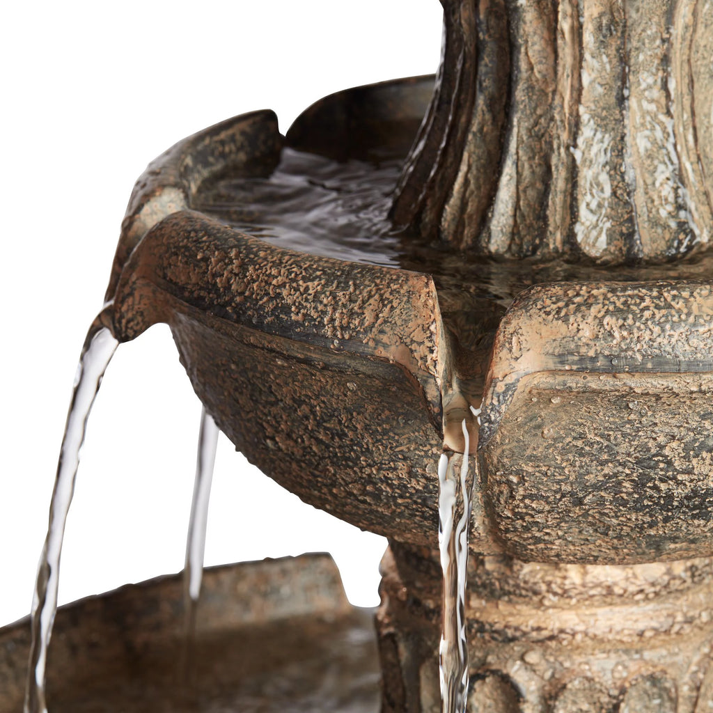 3 Tier Basin Outdoor Floor Water Fountain with LED Light 46" I156