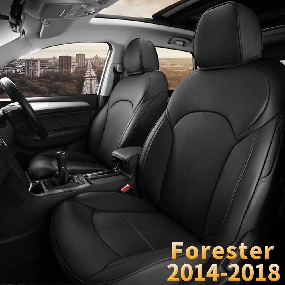 Faux Leather Car Seat Covers Full Set Black A190881