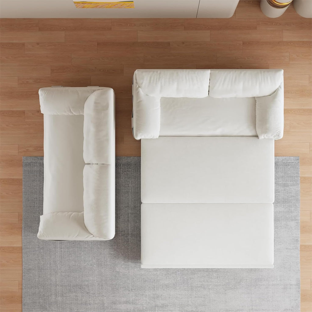 Beige Velvet Queen Size Futon Sofa Bed R564