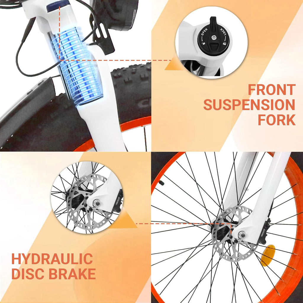 1000W Brushless Motor 7-Speed 48V 15AH Battery 26" x 4.0 Fat Tire Electric Bike V177