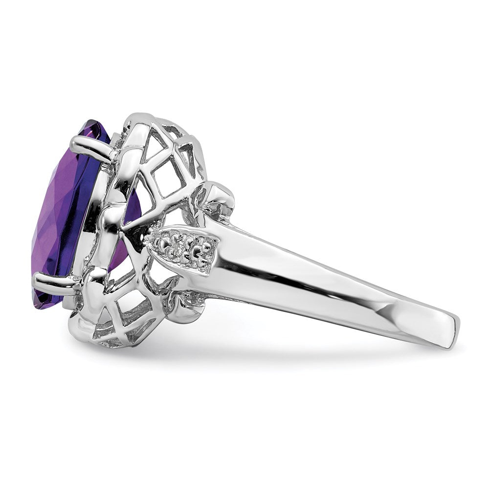 Oval Checker-Cut Amethyst & Diamond Ring C529