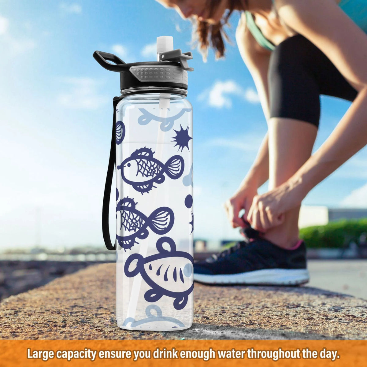 32oz Tritan Leakproof Clear Sports Water Bottle Y313016