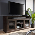 Gray Wash Electric Fireplace TV Stand with Open Storage Shelves & Cabinets Q556114