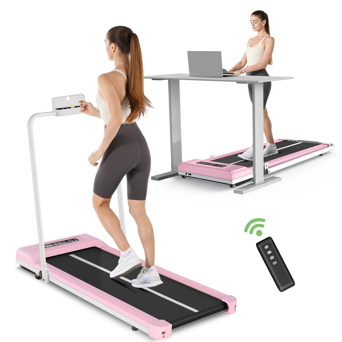 2 in 1 Folding Treadmill 265 lbs Gray Y73788