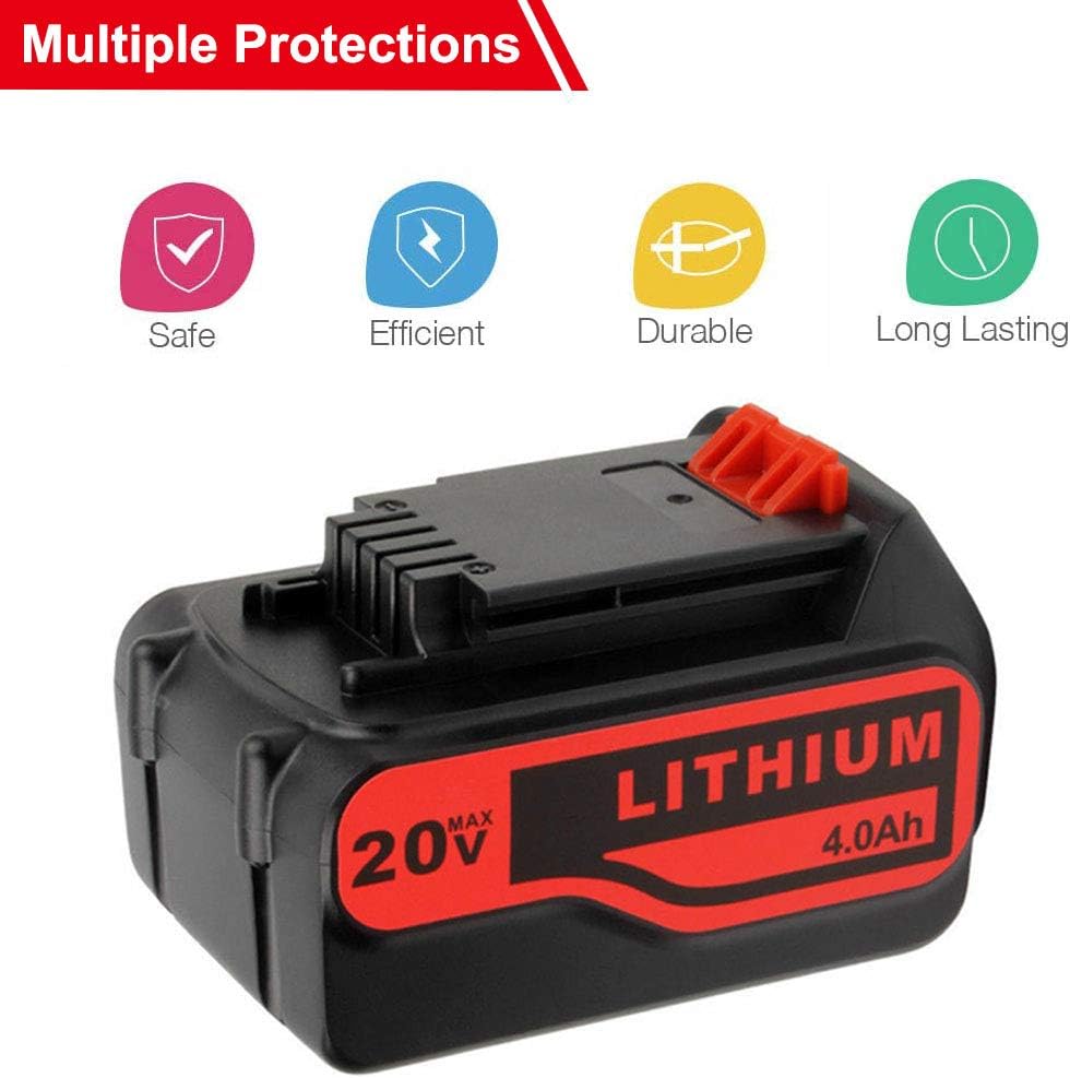 2 Pack 4.0Ah 20V Replacement Lithium Battery for Black and Decker Power Tools U5792