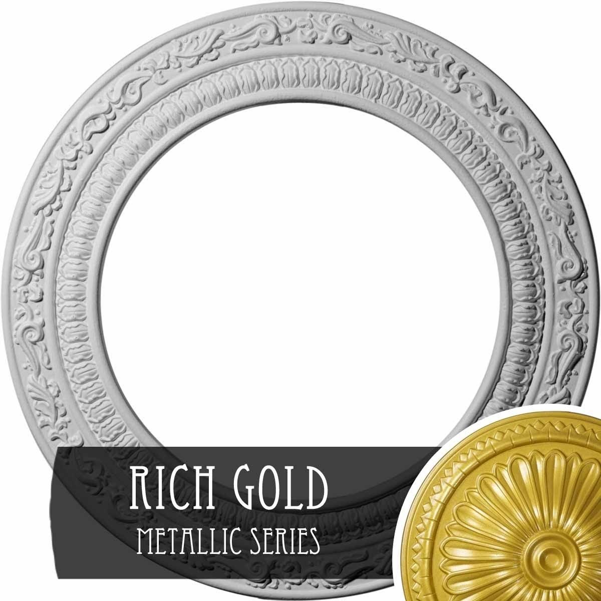 12x22OD x 8x22ID x 1/2x22P Hand-Painted Rich Gold Ceiling Medallion E3103