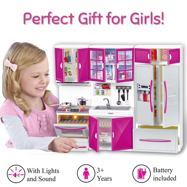 4-in-1 Doll Kitchen Playset with Realistic Lights & Sounds Y955174