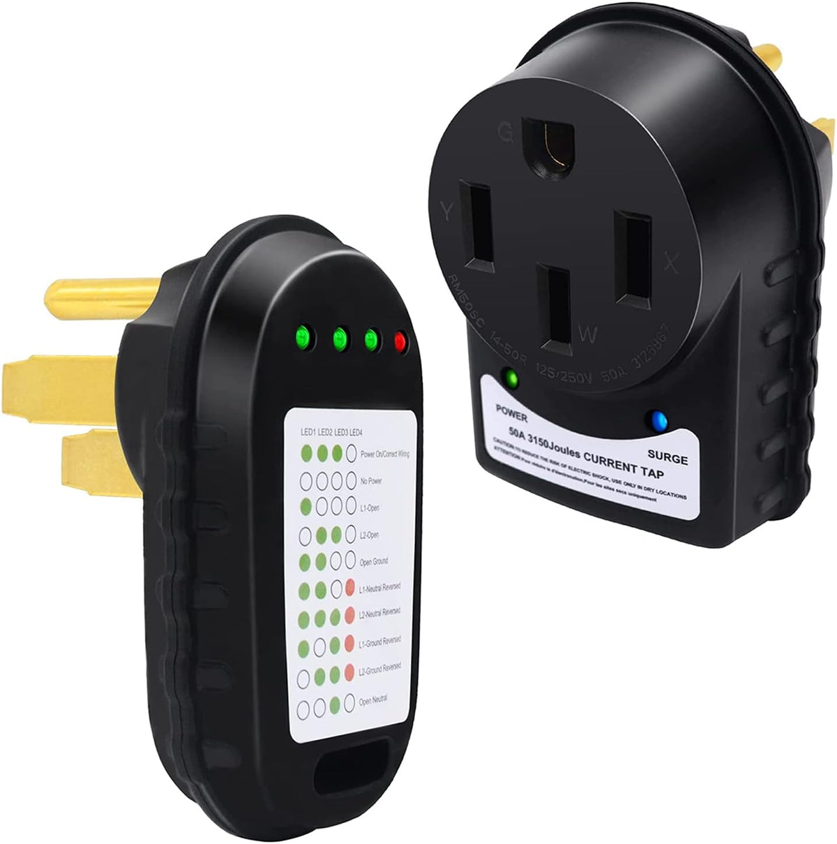 50 Amp RV Surge Protector and Power Pedestal Tester with LED Indicator Light I17961