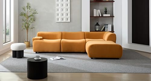 Beige Curved Sectional Sofa with Left Chaise D810114