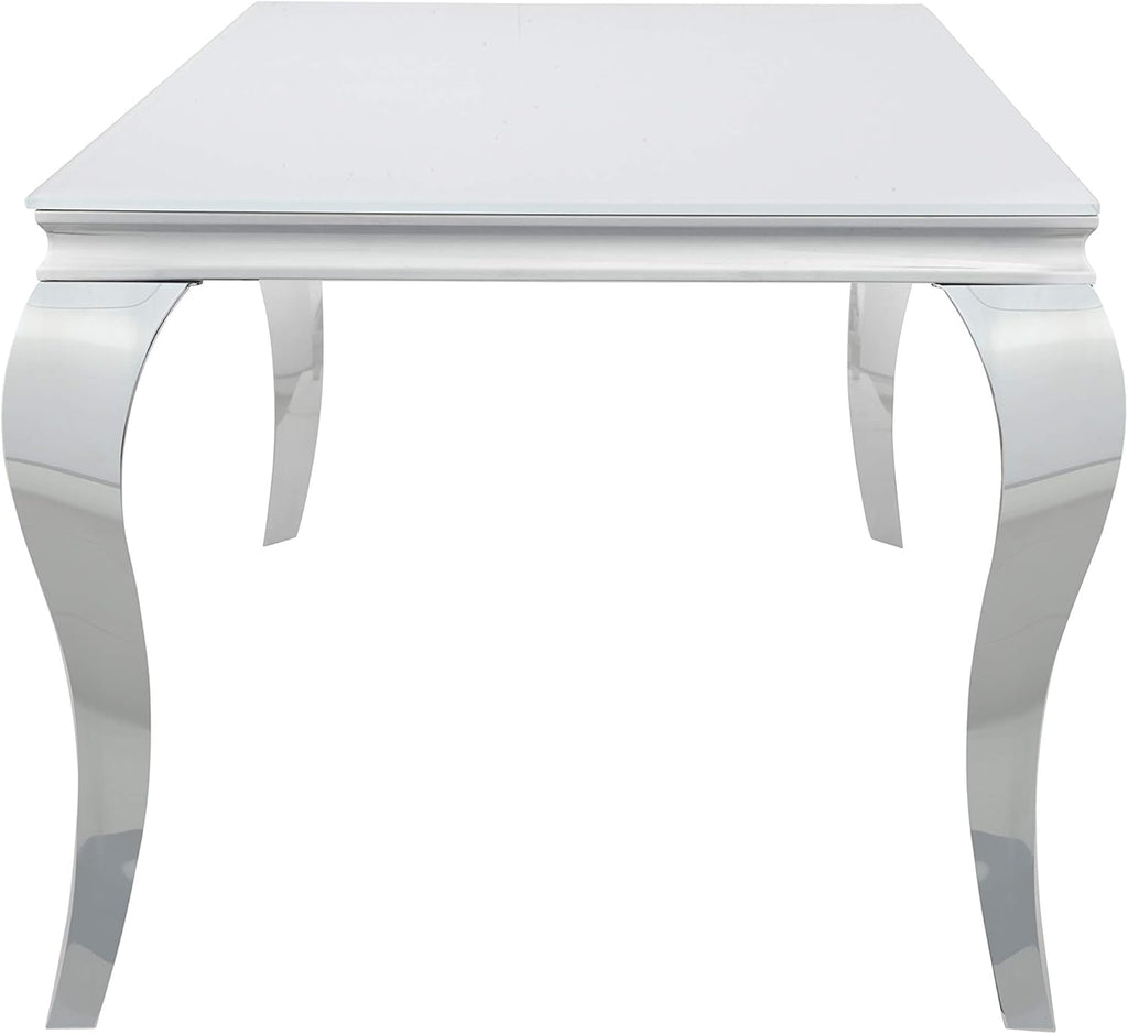 Glass Top White Chrome Dining Table T79957