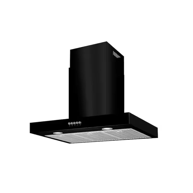 30 in. 350CFM Convertible T-Shape Wall Mount Range Hood in Black with Charcoal Filters and LED Lighting Y40301
