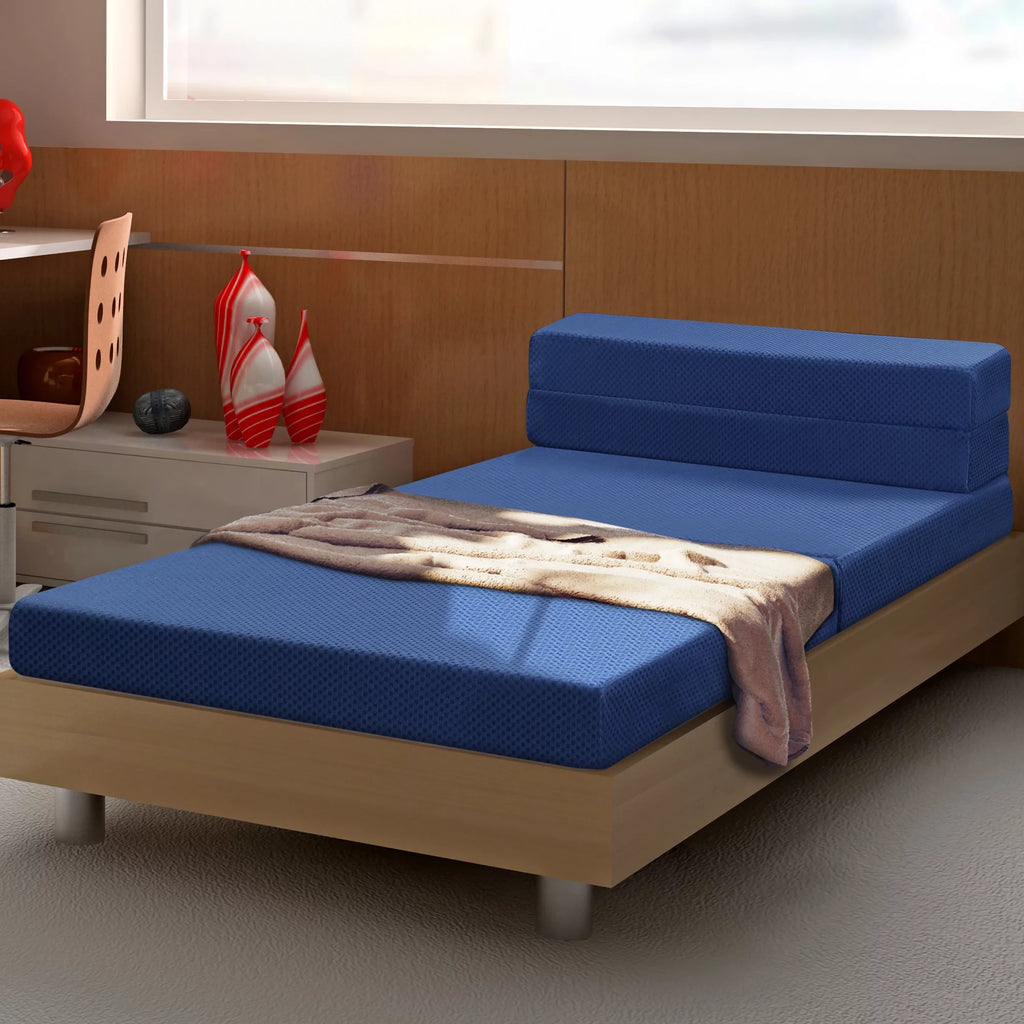 4'' Memory Foam Tri-Fold Mattress, Blue, Twin XL G61961