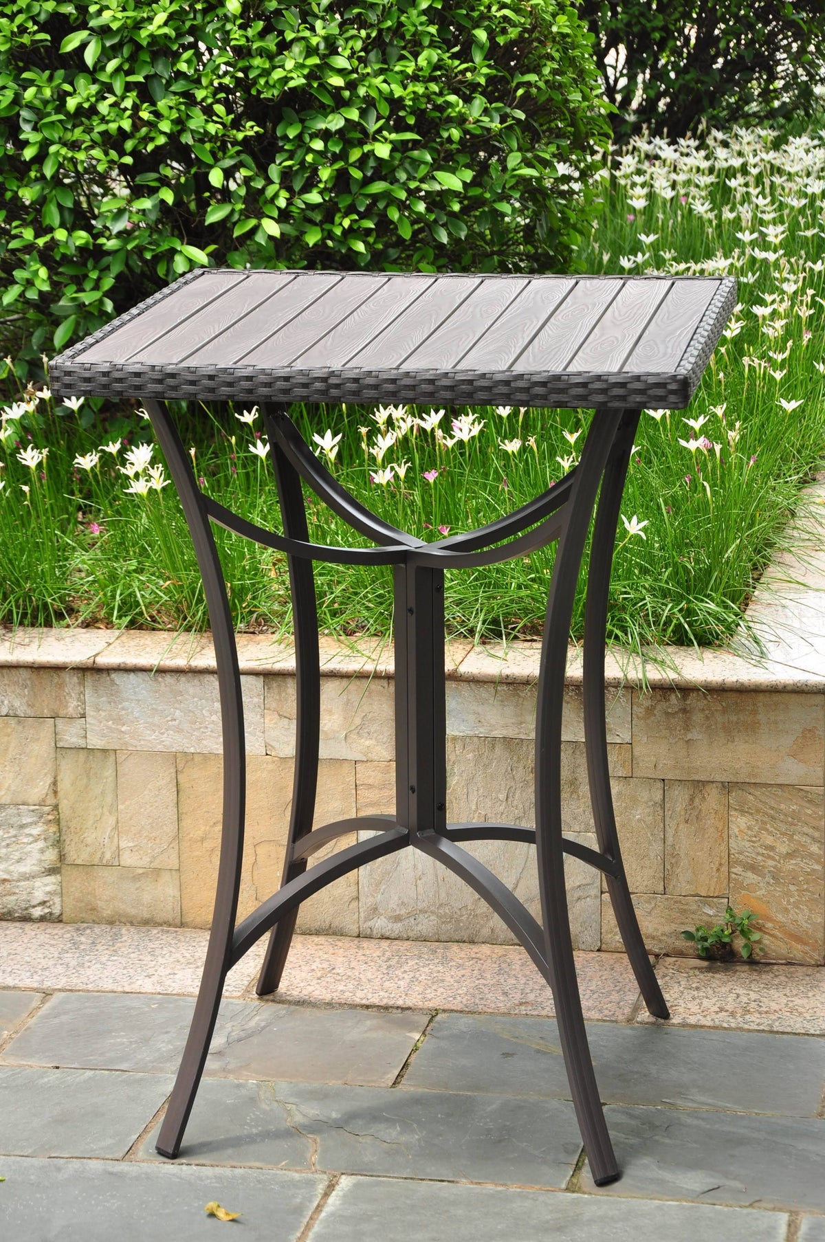 Black Antique Resin Wicker Aluminum Bar Table L344
