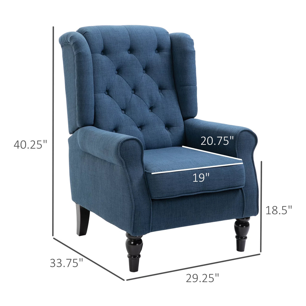 Blue Button-Tufted Accent Chair with Wingback T674442