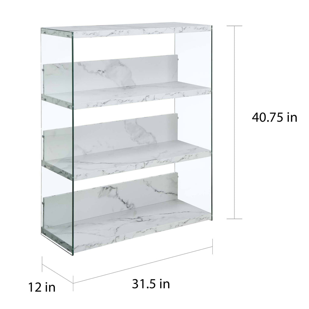 Weathered Grey 4-Tier Glass Wood Bookcase K58014