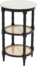 Mango Wood and Woven Cane Side End Table F93185