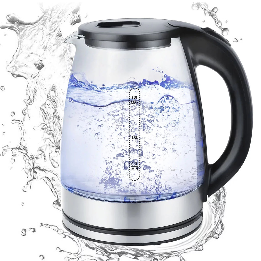 1.8 Liter Glass and Steel Electric Kettle with Auto Shut-Off K214063