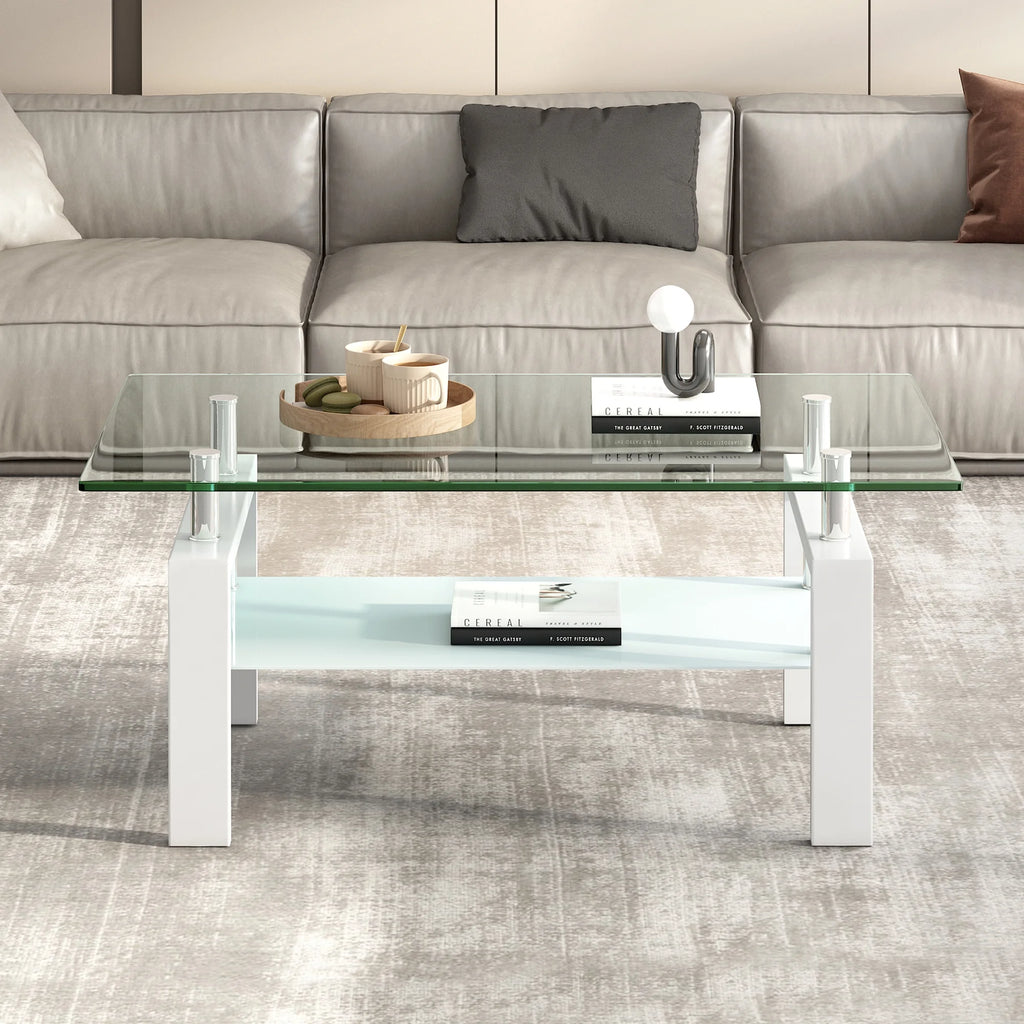 Clear Glass 2-Layer Coffee Table Y80647