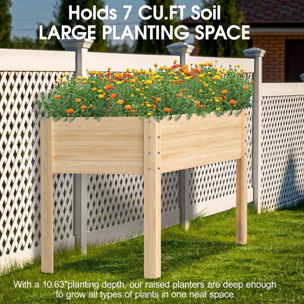 Wooden Potting Bench Table with Raised Garden Bed D1031