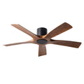 Indoor and Outdoor 5-Blade Smart Flush Mount Ceiling Fan 54in Matte Black Distressed Koa with Remote Control N81936