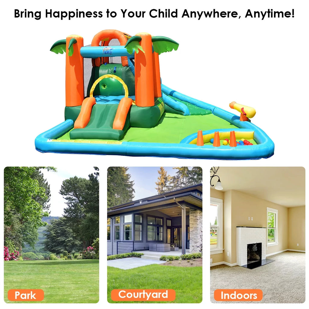 Inflatable Bounce House Kids Water Splash Pool Dual Slide K846