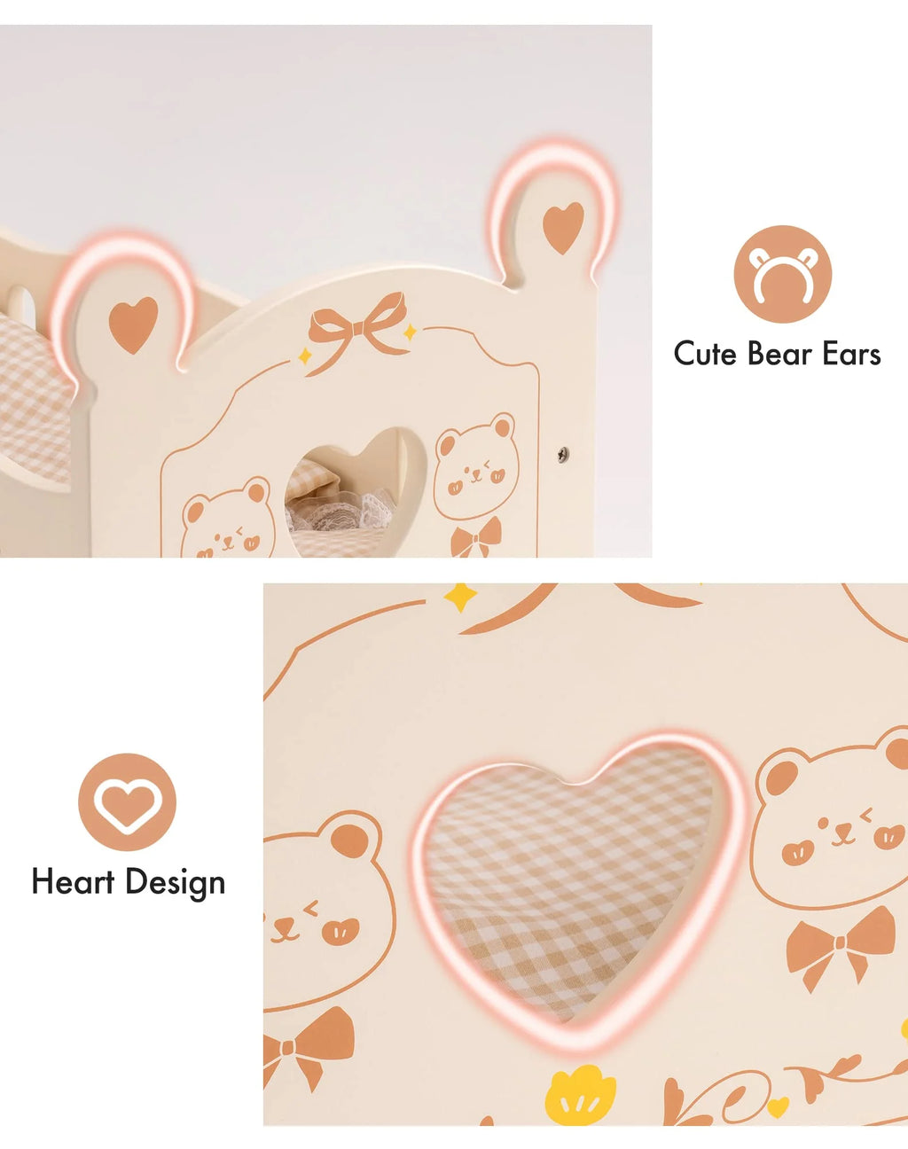 Wooden Doll Cradle with Bedding for 18 Inch Dolls I6412