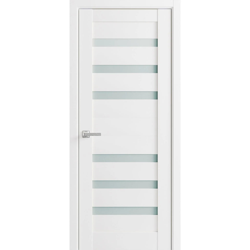 Solid French Door Frosted Glass 36 x 80 inches Single Regular Panel Frame Trims Handle N667