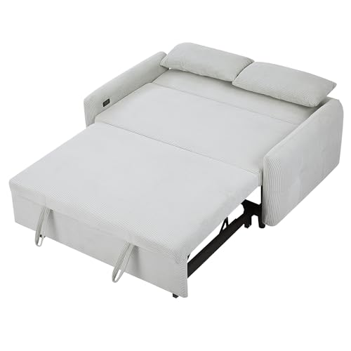 Blue Grey Corduroy 4 in 1 Convertible Sofa Couch Bed T95886