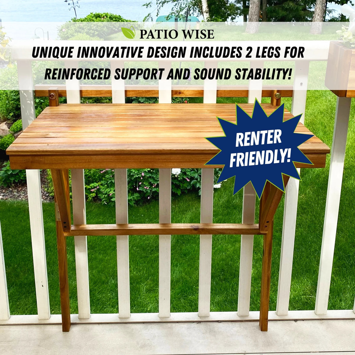Folding Acacia Wood Balcony Table R2292