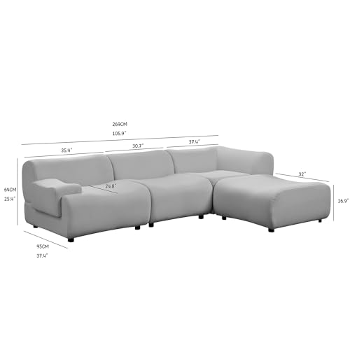 Beige Curved Sectional Sofa with Left Chaise D810114