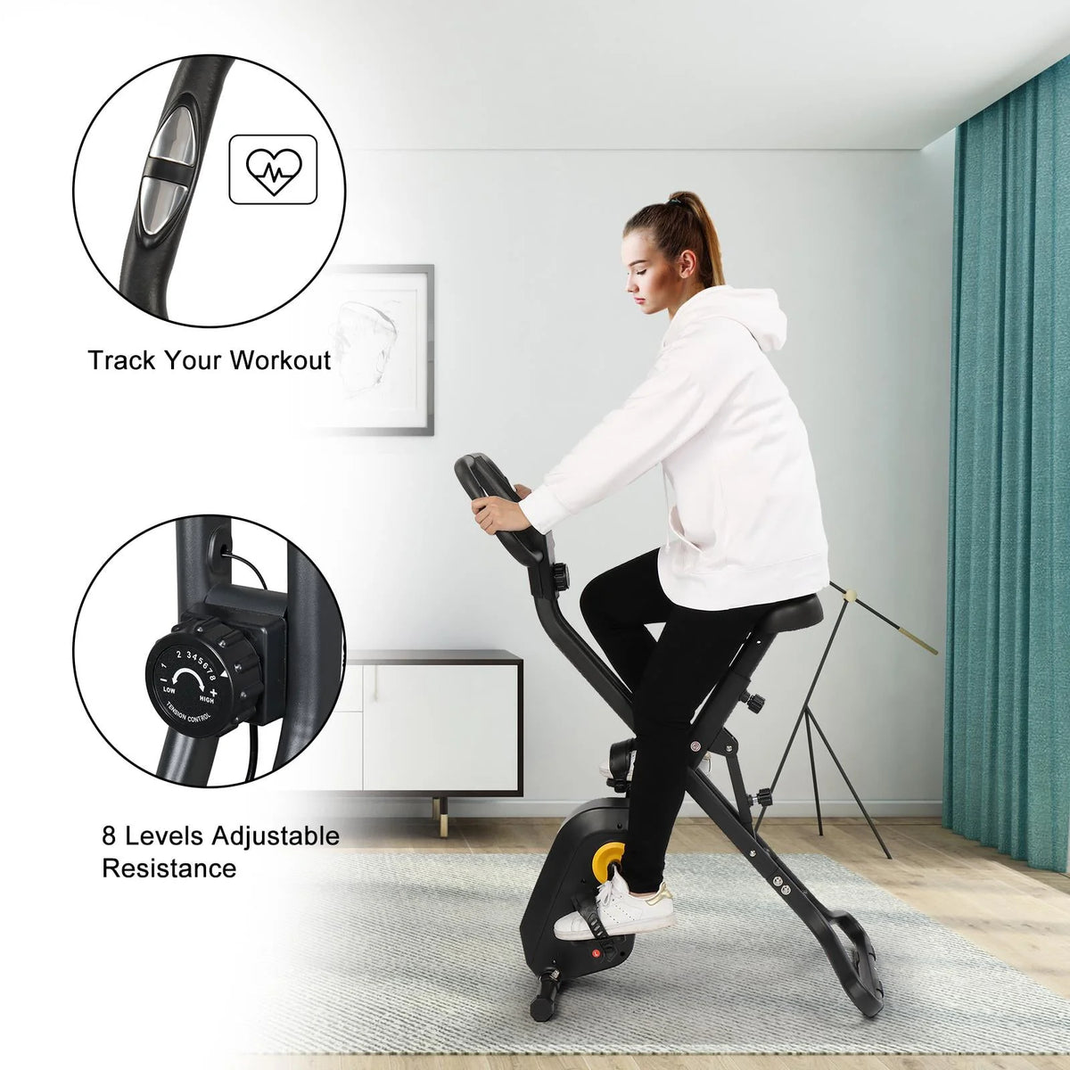 Adjustable Folding Stationary Exercise Bike P493351