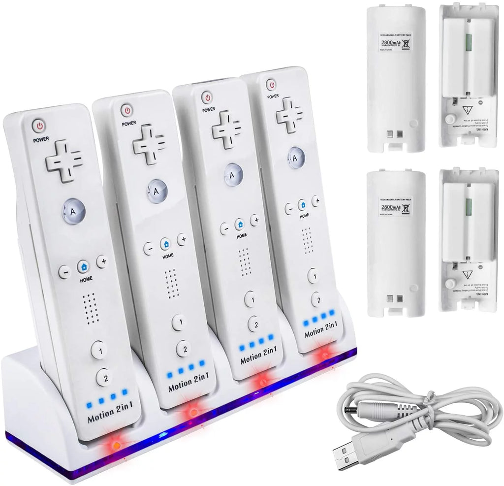 Charger Dock for Wii Remote with 4 Rechargeable Batteries U6805