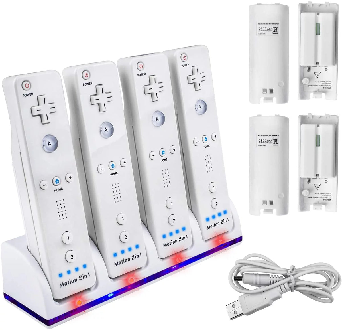 Charger Dock for Wii Remote with 4 Rechargeable Batteries U6805