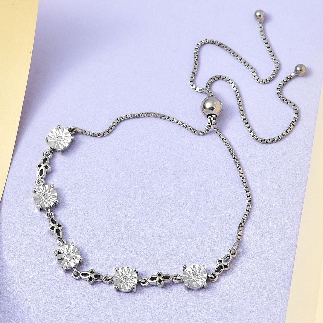 925 Sterling Silver White Bolo Bracelet G80201