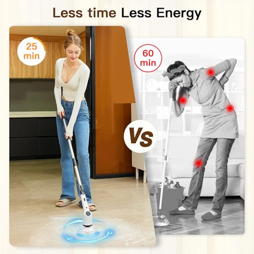 Cordless Electric Spin Scrubber with 8 Replaceable Brush Heads B88731