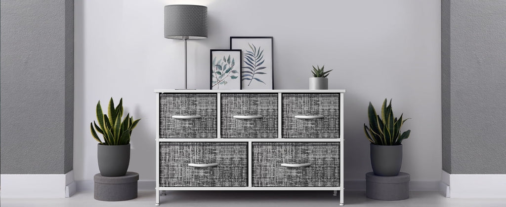 5 Drawer Storage Chest Dresser with Fabric Bins C70491
