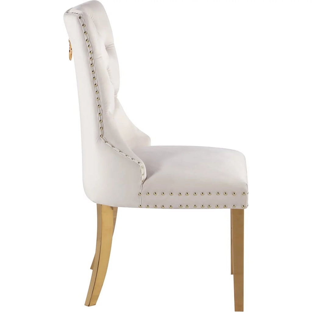 Cream Velvet Dining Chairs Set of 2 Y752