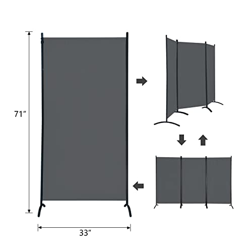 Black 6 Panel Folding Room Divider U668