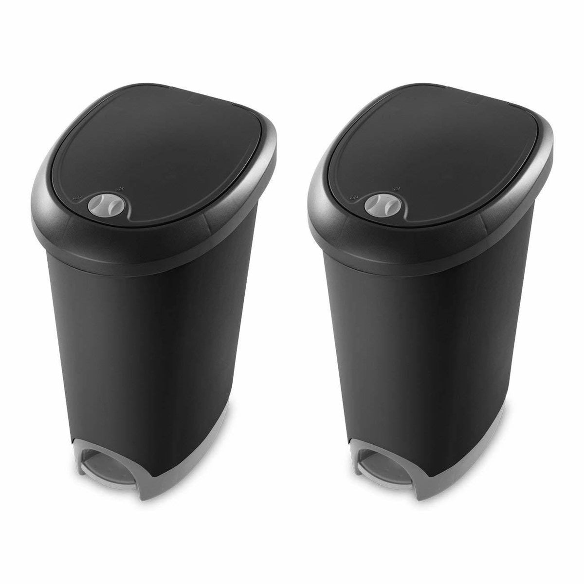 12.6 Gallon Locking StepOn Wastebasket Black 2 Pack S601